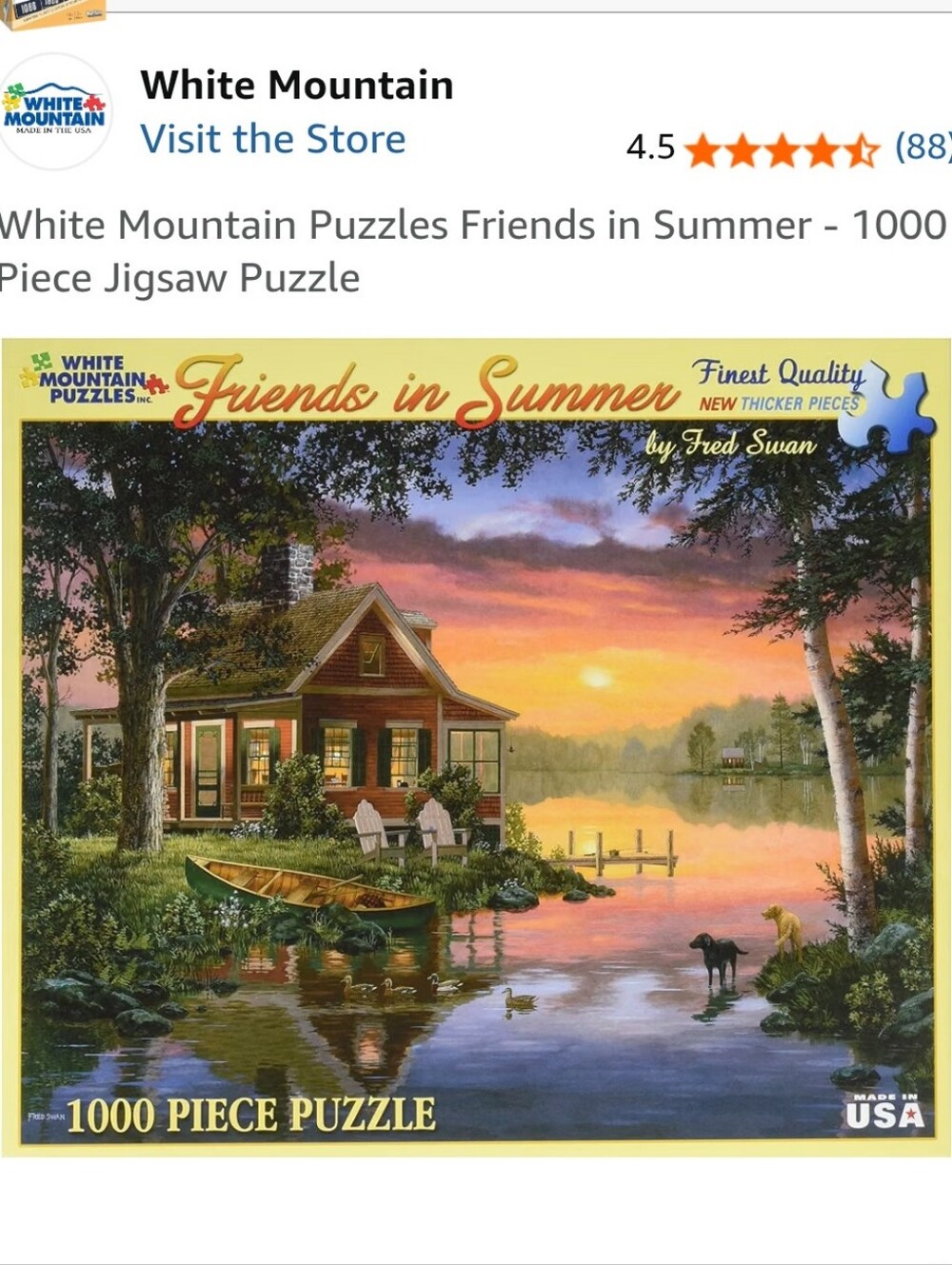 WHITE MOUNTAIN 1,000 PIECE PUZZLE FRIENDS IN SUMMER BY FRED SWAN